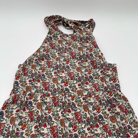 New Natural Life Sz Small High Neck Tiered Mini Dress Floral Print Tie Back - Picture 4 of 11